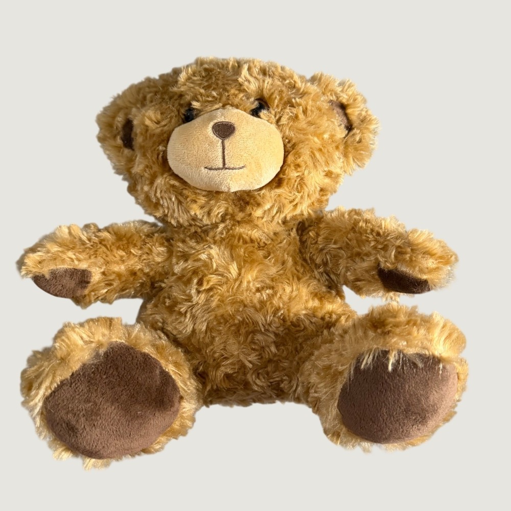 FOCO Teddy Bear Small Plush Stuffed Animal Shaggy Faux Fur Brown Gold